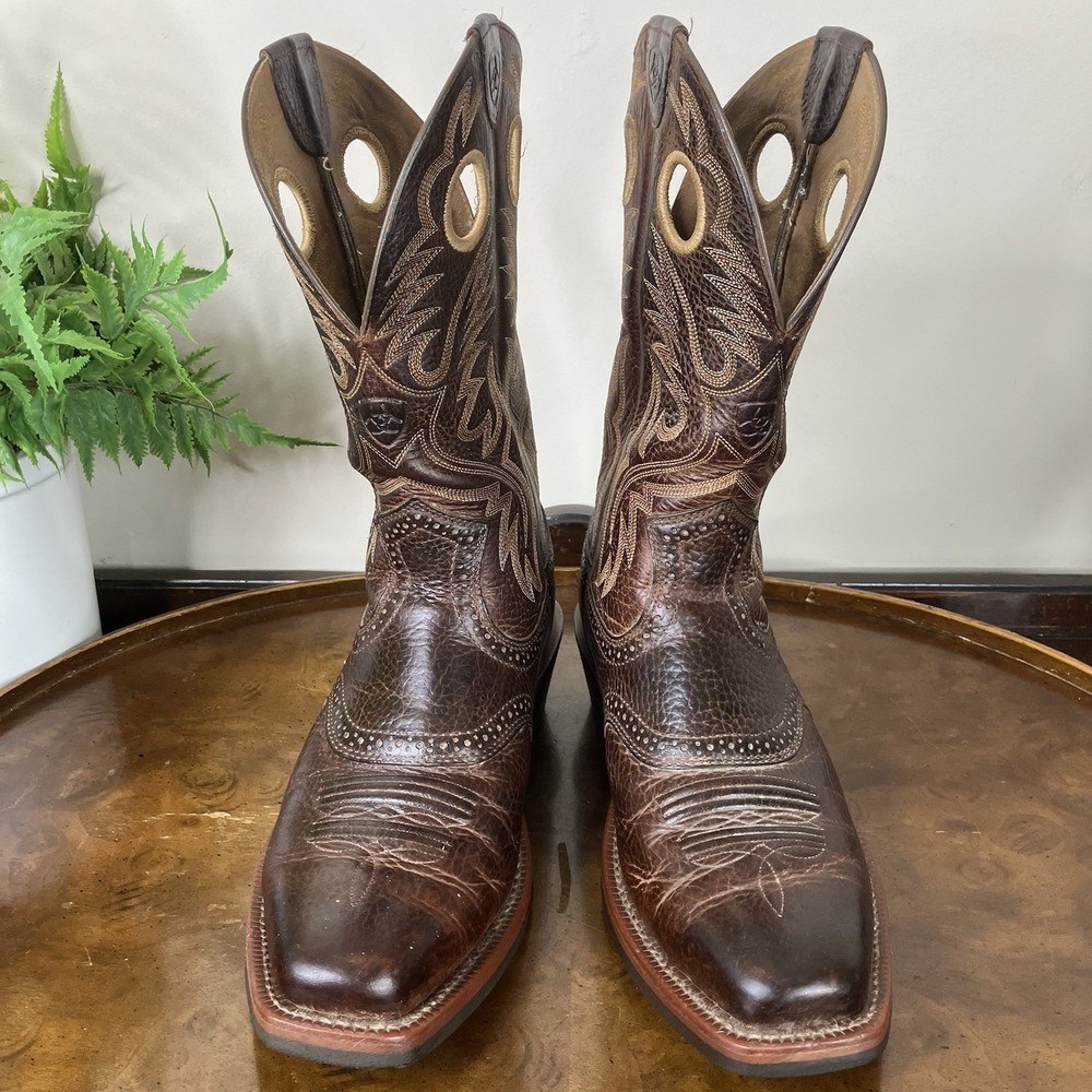 Ariat Heritage Roughstock Boots Western Cowboy Mens 8.5 D Brown Leather - Picture 4 of 11